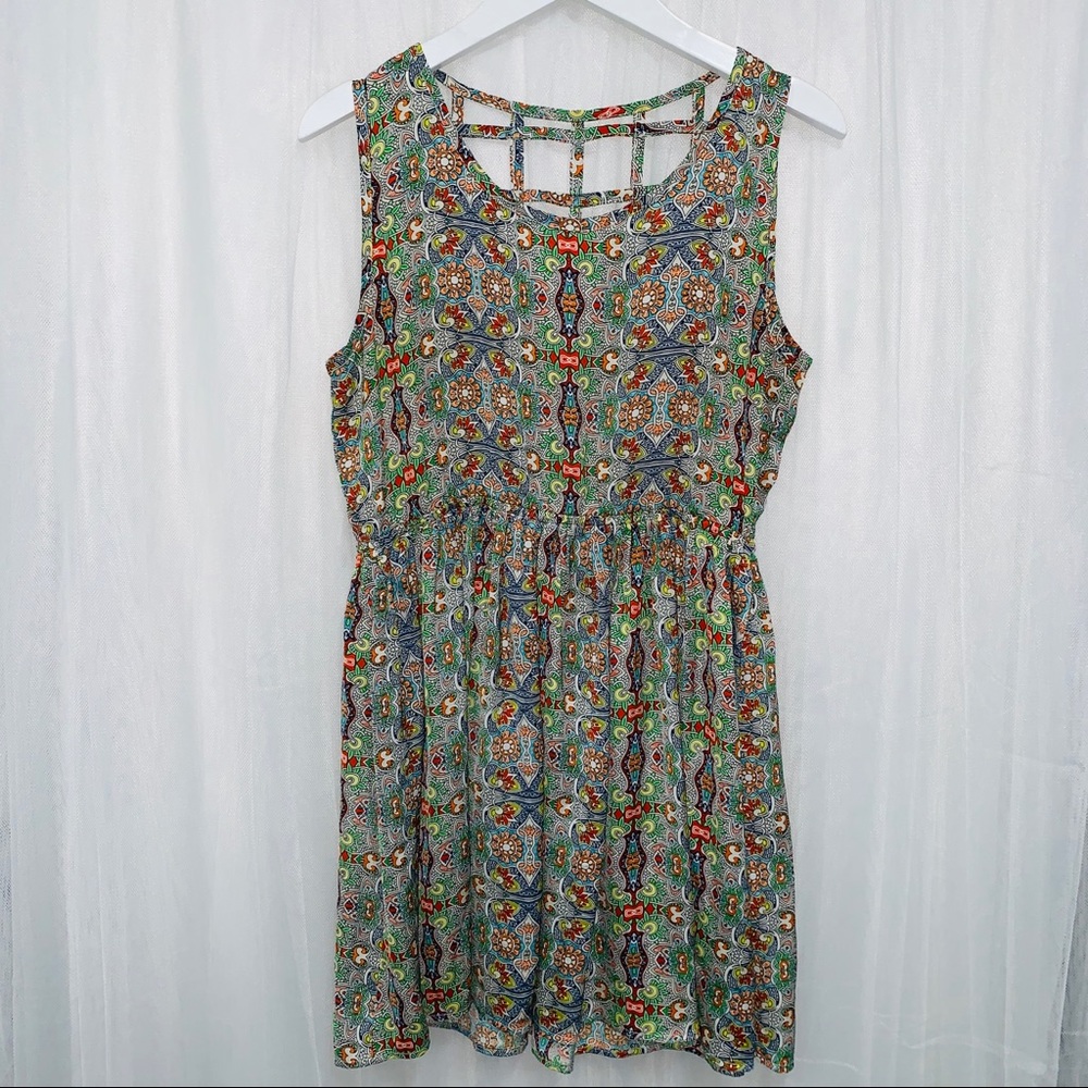 Millau Cage Back Skater Colorful Pattern Dress